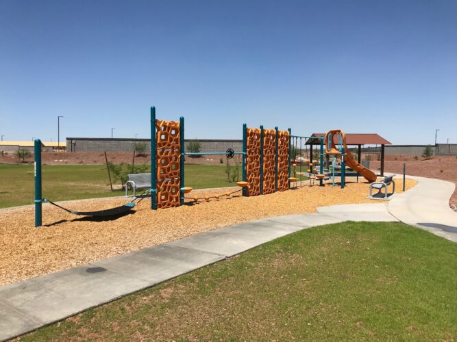 climbing and swinging play structure