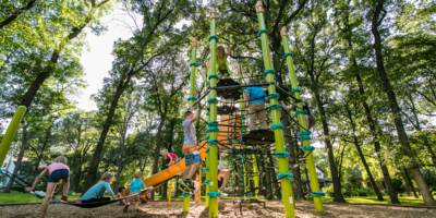 Playground surrounded by trees