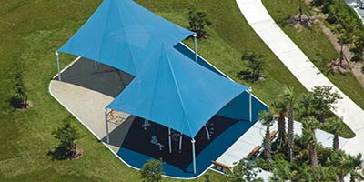 Aerial view of shade structure