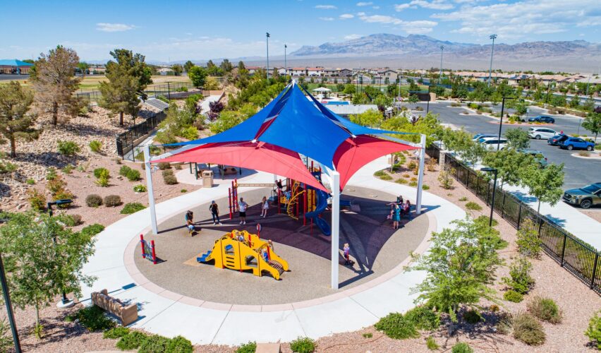 large sun shade over playground at Alyn Beck Park in Las Vegas, NV