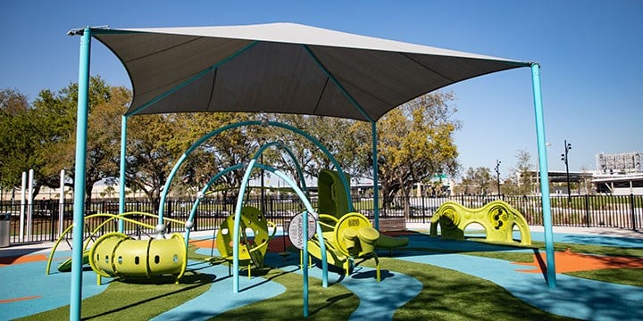 sun shade over playground equipment