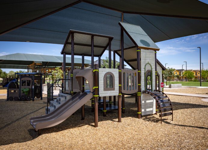 traing station playground equipment with slide