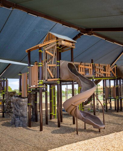 slide coming out of the playground