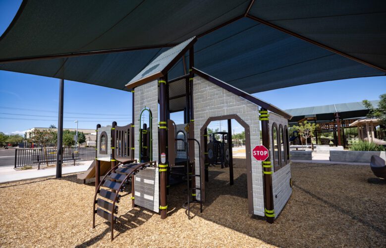 playground styled as a train station