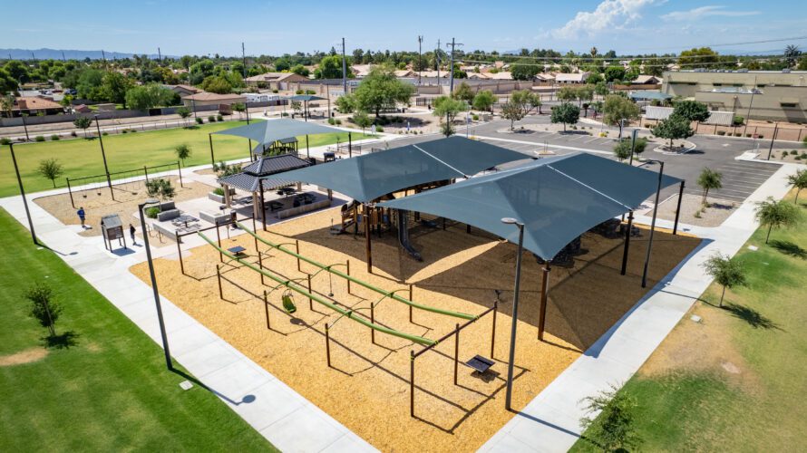 shade structures covering playground equipment
