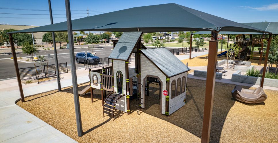 Train station styled playground