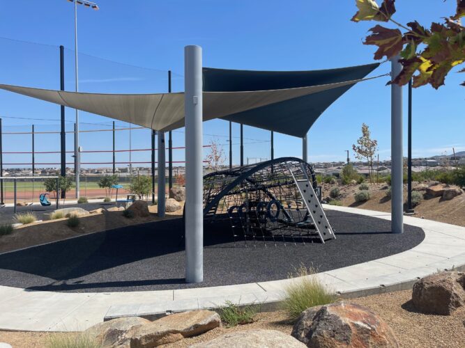 climbing net underneath shade