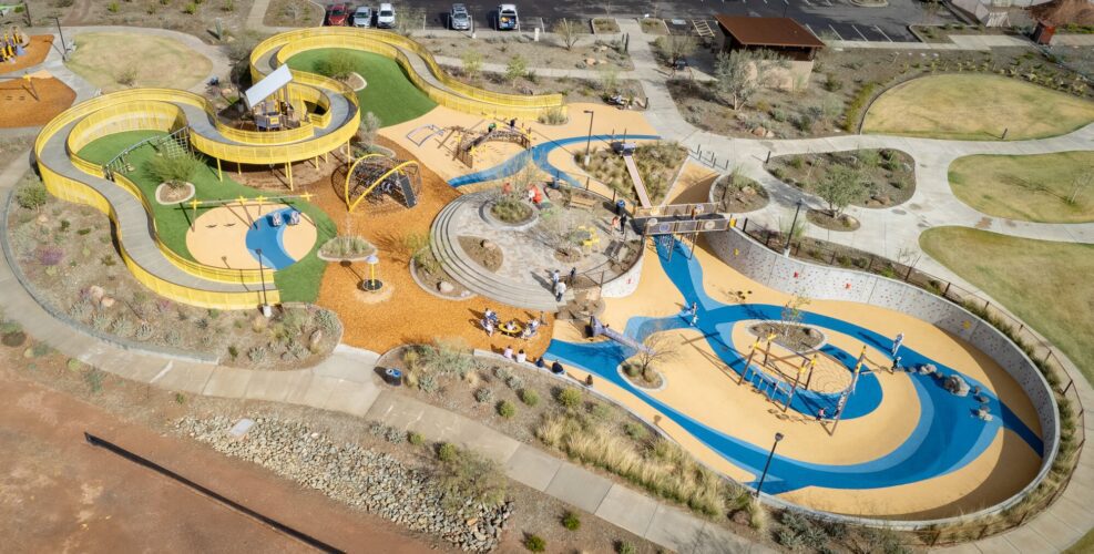Colorful playground with safety surfacing in Apache Junction, AZ