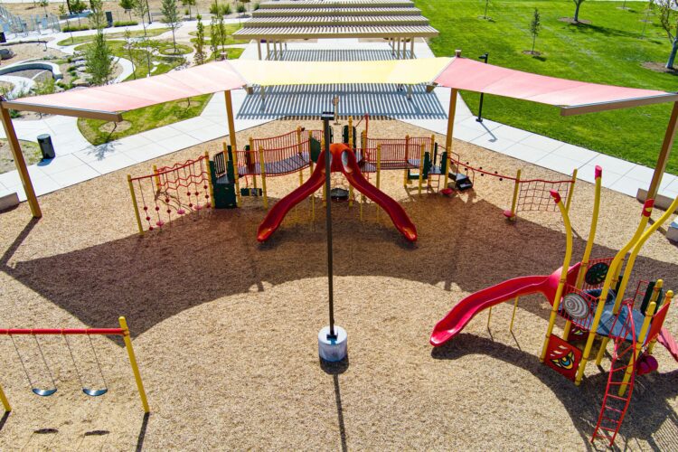 Playground with shade at Phil Chacon Park, Albuquerque, New Mexico
