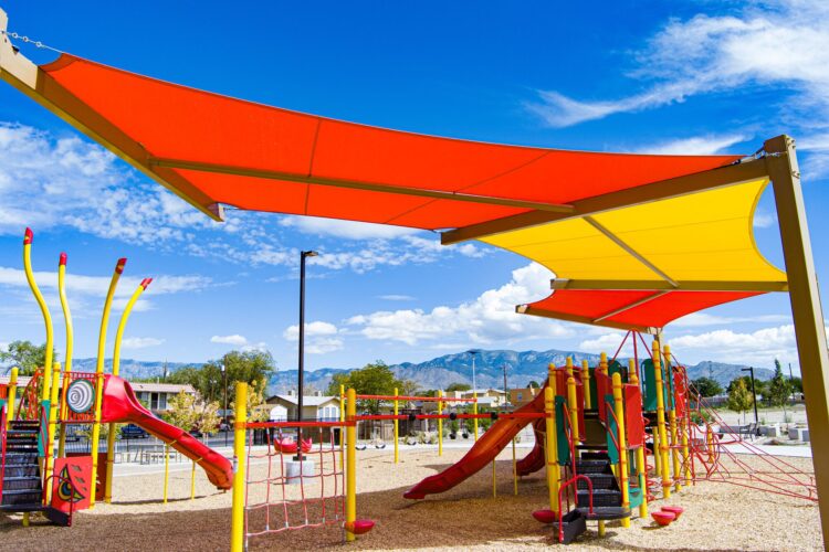 Playground with shade at Phil Chacon Park, Albuquerque, New Mexico