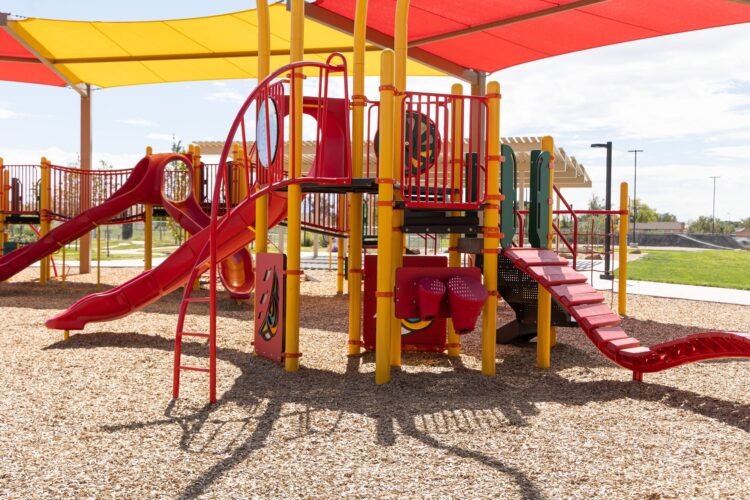 Playground with shade at Phil Chacon Park, Albuquerque, New Mexico