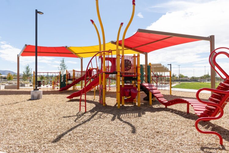 Playground with shade at Phil Chacon Park, Albuquerque, New Mexico
