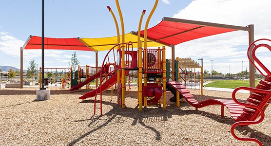 Playground with shade at Phil Chacon Park, Albuquerque, New Mexico