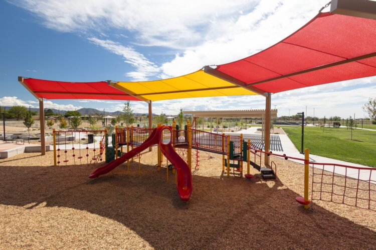 Playground with shade at Phil Chacon Park, Albuquerque, New Mexico