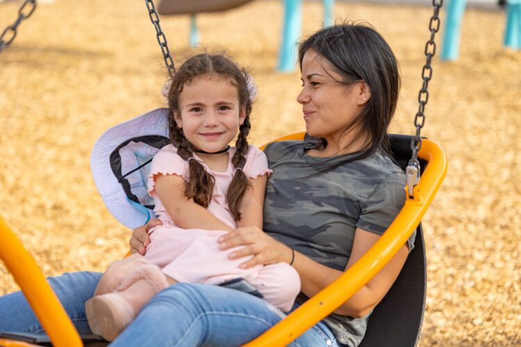 Double swing, friendship swing at Wells Park, Albuquerque, NM