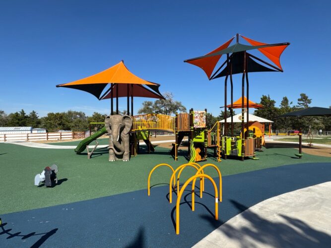 Zoo themed playground with shade in Amarillo, TX