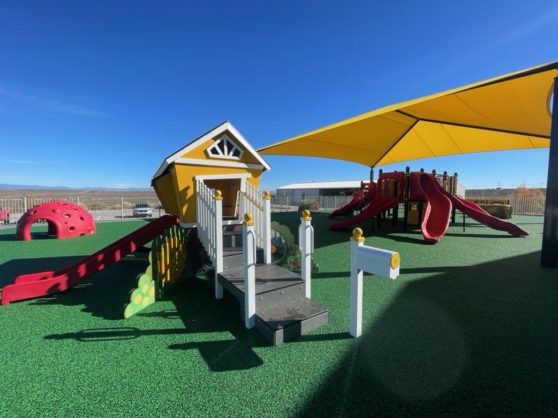 Colorful playground at Ojo Encino Day School, Cuba, New Mexico