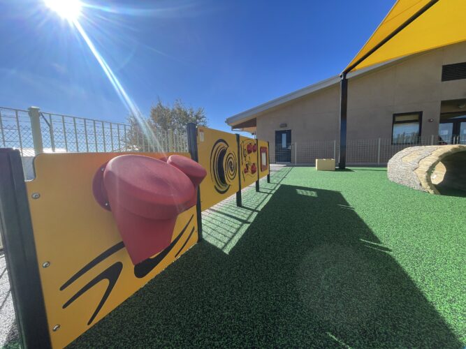 Colorful, inclusive playground at Ojo Encino Day School, Cuba, New Mexico