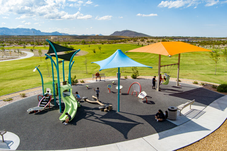 Colorful playground at East Mesa Public Recreation Complex, in Las Cruces, New Mexico