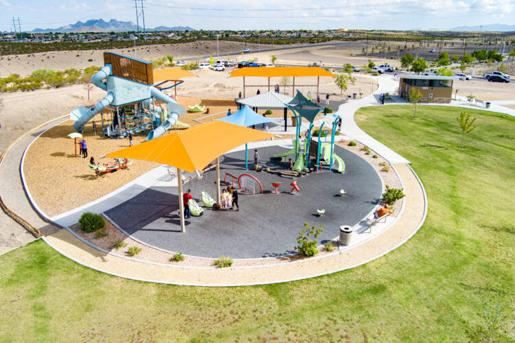 Colorful playground at East Mesa Public Recreation Complex, in Las Cruces, New Mexico